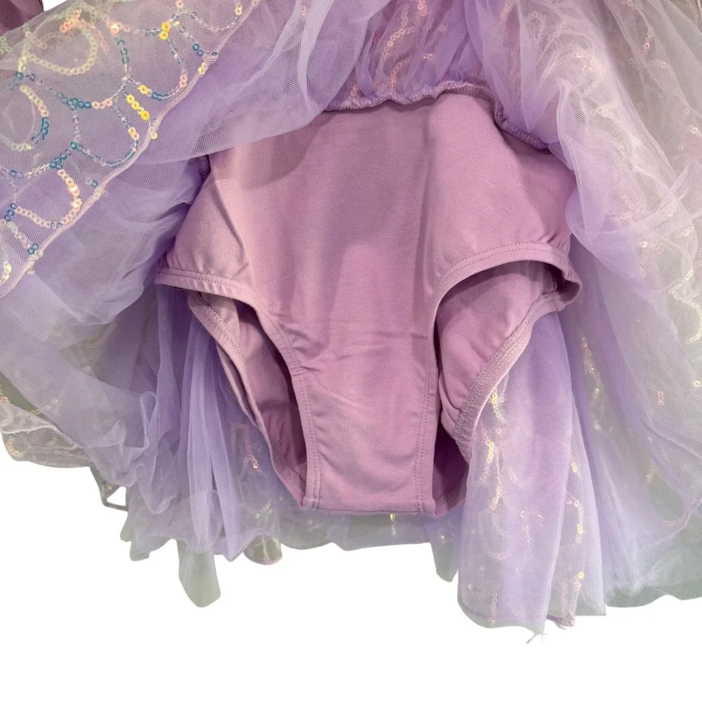 Girls‎ Purple Dance Leotard Dress Sparkle Tulle Tutu Skirt Size XXL